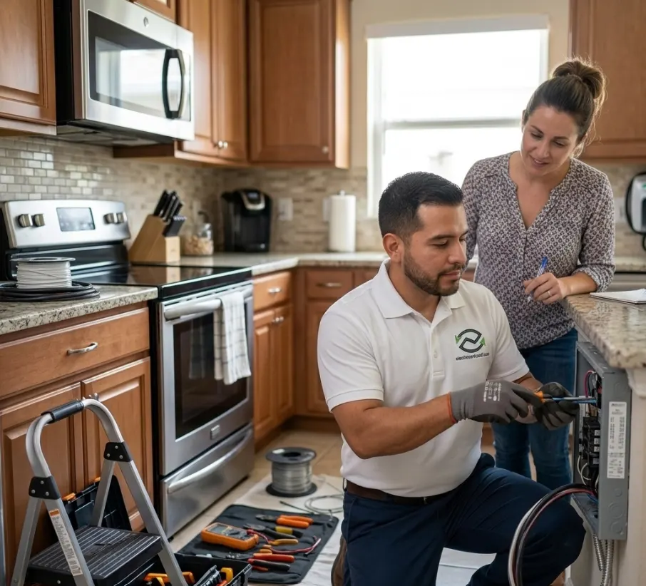 Kitchen tech and woman